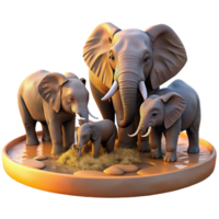 stunning abstract A group of majestic elephants bathing in a muddy waterhole, illuminated by the golden light of sunset, in a naturalistic, photorealistic style professional png