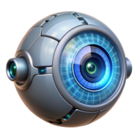 vibrant creative A bionic eye with intricate mechanical details, reflecting a binary code, illuminated by a sharp, white light, in a cyberpunk style high resolution png