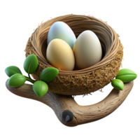 extraordinary artistic A bird's nest with eggs, nestled in a tree branch, soft diffused light, nature photography style professional png