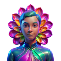 extraordinary abstract Portrait of a person with a kaleidoscopic effect, vibrant, swirling colors, psychedelic art style authentic png