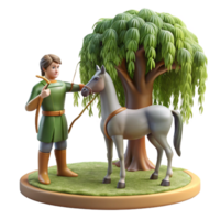 wonderful artistic A wise centaur teaching archery to a young human, under the shade of a willow tree, in a warm, classical style high resolution png