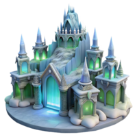 dramatic rustic Ice palace with intricate carvings, aurora borealis lighting, fantasy art style professional png