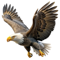 beautiful abstract A majestic bald eagle soaring through a clear blue sky, sunlight glinting off its white head and feathers, rendered in a photorealistic style exclusive png