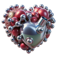 stunning modern A swarm of nanobots assembling a human heart, metallic textures and subtle reflections, biopunk style premium png
