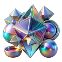beautiful traditional A dynamic composition of fragmented, geometric shapes, with holographic textures and reflections, in a futuristic, abstract style high resolution png
