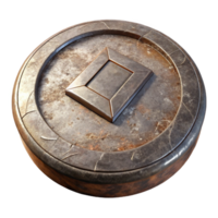 dramatic rustic Realistic, ancient coin, weathered and worn 4K png
