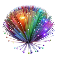 wonderful minimalist A complex network of fiber optic cables, pulsing with vibrant multicolored light, in a long exposure photography style original png
