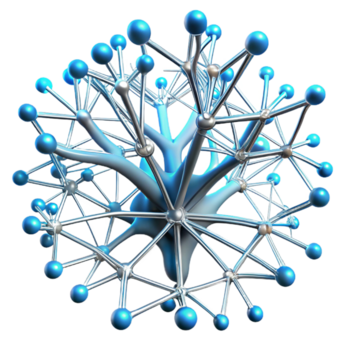 magnificent contemporary A complex network of branching lines, resembling a root system, with glowing tips, in a bioluminescent, abstract style detailed png