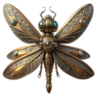 dramatic artistic A clockwork hummingbird with gears and springs visible, hovering amidst floating cogs and gears, in a dramatic chiaroscuro lighting style high quality png
