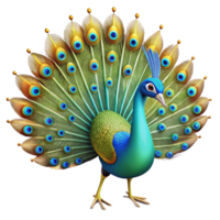 dramatic traditional A vibrant peacock displaying its magnificent tail feathers, illuminated by dappled sunlight, depicted in a hyperrealistic style with intricate details professional png