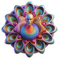 serene classic An abstract representation of human consciousness, using intricate patterns and vibrant colors, with a psychedelic, visionary style 4K png