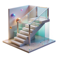 magnificent rustic Glass Staircase with Minimalist Handrail Cutout authentic png