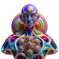 beautiful abstract An abstract representation of human consciousness, using intricate patterns and vibrant colors, with a psychedelic, visionary style premium png