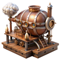 serene creative Steampunk airship dock, intricate gears and pipes, warm, smoky atmosphere, retro-futuristic style, authentic png