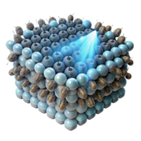 impressive contemporary A swarm of nanobots assembling a complex structure, illuminated by a focused beam of white light, microscopic photography style 4K png