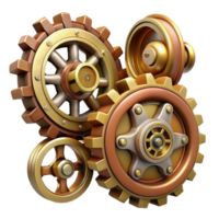 magnificent rustic Steampunk gear set with various sizes and intricate details 4K png