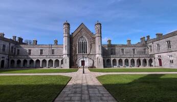 University of Galway, quadrangle in Ireland, amazing architecture and landmark, medieval building video