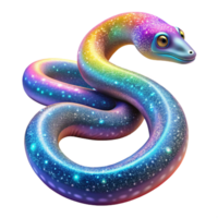 impressive minimalist A majestic Aboriginal Rainbow Serpent, with shimmering scales, creating the world amidst a swirling nebula of colours, illuminated by starlight, Aboriginal dot painting style 4K png