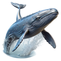 beautiful classic A majestic humpback whale breaching the surface of the ocean, spray of water catching the sunlight, in a realistic, nature documentary style professional png