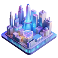 serene abstract A futuristic cityscape, built on interconnected floating platforms, bathed in the soft glow of holographic advertisements, neon lighting, vaporwave style professional png