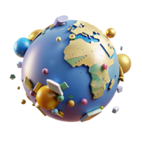 beautiful minimalist Globe Showing Continents Geography Education Tool Cutout for Social Studies Class detailed png