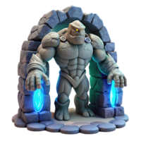 extraordinary abstract A stoic golem crafted from enchanted granite, standing guard over a hidden portal, illuminated by the pulsating light of the portal's energy exclusive png