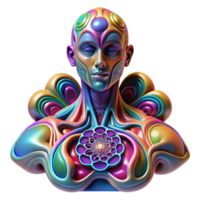serene artistic An abstract representation of human consciousness, using intricate patterns and vibrant colors, with a psychedelic, visionary style authentic png