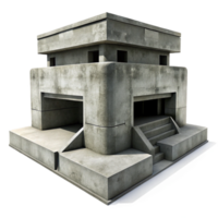 elegant traditional Brutalist concrete bunker, harsh shadows, stark and imposing, monochrome, high contrast, high resolution png