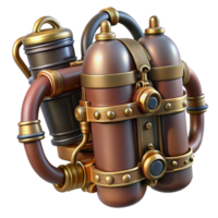 beautiful minimalist Steampunk jetpack with brass nozzles and intricate pipework original png