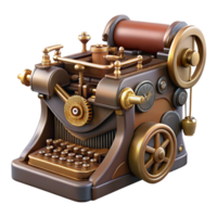 wonderful contemporary Steampunk typewriter with brass keys and a clockwork mechanism high quality png