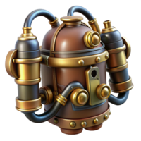elegant vintage Steampunk jetpack with brass nozzles and intricate pipework premium png