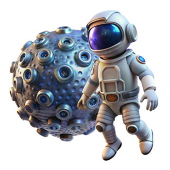 wonderful minimalist A lone astronaut floating in space, surrounded by shimmering nanobots assembling a colossal satellite, illuminated by the distant glow of a nebula, photorealistic style 4K png