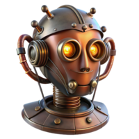 impressive abstract A chrome and glass humanoid robot gazing pensively at a glowing orb of binary code, lit by ethereal blue light, in a hyperrealistic style professional png
