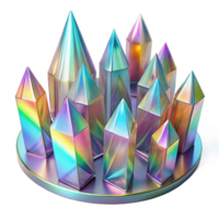 elegant vintage A field of shimmering, crystalline structures, illuminated by a rainbow spectrum of light, with a geometric, abstract style premium png