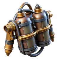 wonderful abstract Steampunk jetpack with brass nozzles and intricate pipework original png