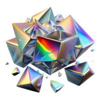 elegant vintage Shattered fragments of glass reflecting rainbow light, with a bright, dynamic lighting, in a cubist style genuine png