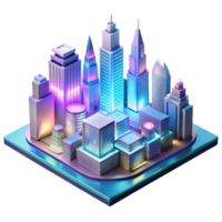 impressive rustic A futuristic cityscape, built on interconnected floating platforms, bathed in the soft glow of holographic advertisements, neon lighting, vaporwave style high quality png