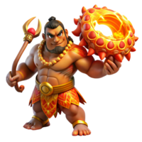 stunning rustic A powerful Polynesian Maui, wielding his magical fishhook, battling a colossal lava monster under the vibrant light of a tropical sunset, Polynesian tattoo art style high quality png