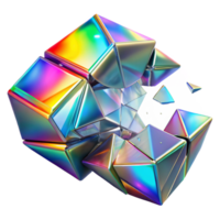 beautiful creative Shattered fragments of glass reflecting rainbow light, with a bright, dynamic lighting, in a cubist style 4K png