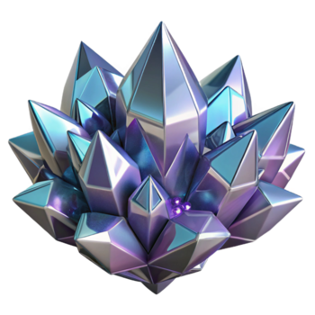 serene contemporary A cluster of crystalline structures, with a sharp, reflective lighting, in a futuristic style high resolution png