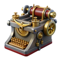 impressive rustic Steampunk typewriter with brass keys and a clockwork mechanism premium png