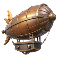 impressive abstract Steampunk zeppelin illustration with intricate details and a gondola high quality png