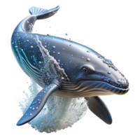 magnificent minimalist A majestic humpback whale breaching the surface of the ocean, spray of water catching the sunlight, in a realistic, nature documentary style original png