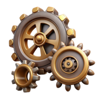 stunning classic Steampunk gear set with various sizes and intricate teeth patterns high quality png