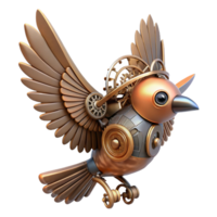 vibrant creative Steampunk mechanical bird with intricate gears and flapping wings original png