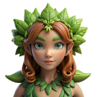 impressive rustic A beautiful dryad with skin of living bark and hair of verdant leaves, emerging from a giant, ancient tree, bathed in the dappled sunlight of a forest glade premium png