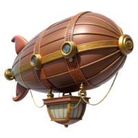 dramatic modern Steampunk zeppelin illustration with intricate details and a gondola premium png
