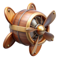 dramatic rustic Steampunk airship propeller made of polished wood and copper exclusive png