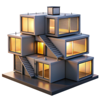 elegant classic Prefabricated modular housing units stacked in a unique configuration, urban setting, sunset lighting, modern style detailed png