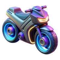 magnificent minimalist A futuristic motorcycle, with glowing neon accents, speeds through a desolate, neon-lit cityscape, cyberpunk lighting, speed painting style high resolution png